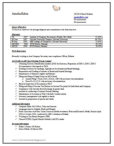 Employer format resume